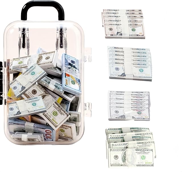 The 300 PCS/20 Bundles Mini Doll Money Mini Dollar Bill Model Simulation Luggage case Toys Dollhouse Accessories Surprise Gift Miniature Scene Props Christmas Party Favors