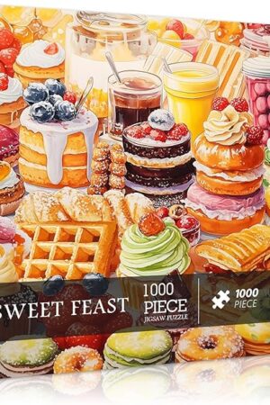 The PICKFORU Food Puzzles for Adults, 1000 Pieces, Chocolate Sweet Candy Cake Donut Puzzle, Colorful Cupcakes, Challenging Difficult Hard Jigsaw Puzzle