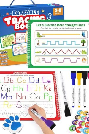 The Preschool Learning Activities, Tracing Books for Kids Ages 3-5, Toddler Activity Book for Handwriting Practice, Homeschool Supplies and Toddler Travel Essential Educational Toys