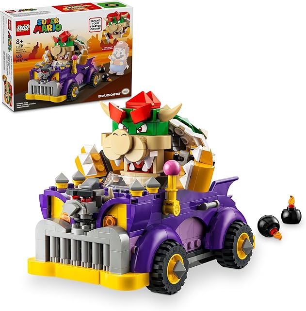 The LEGO Super Mario Bowser’s Muscle Car Expansion Set, Collectible Bowser Toy for Kids, Gift for Boys, Girls and Gamers Ages 8 and Up, 71431