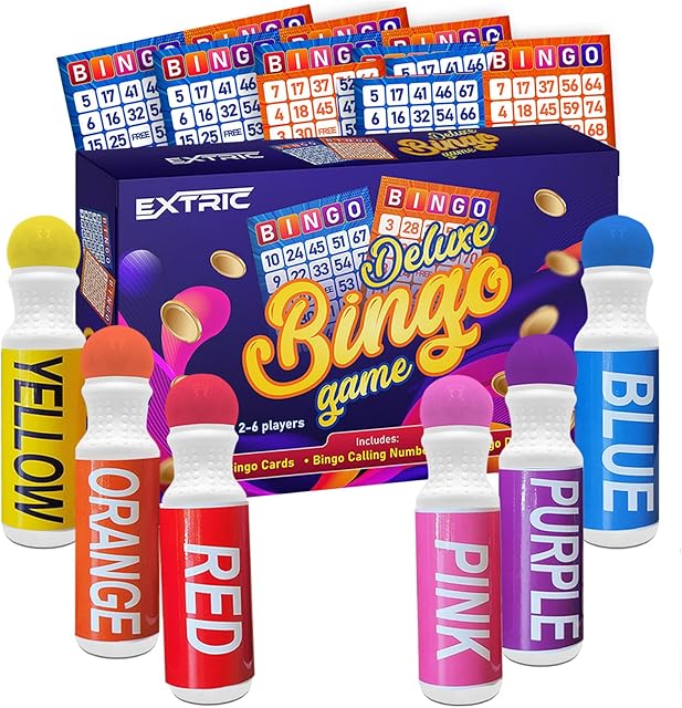 The EXTRIC Bingo Game, Bingo Game for Adults and Kids, Bingo Set Includes Bingo Daubers, Bingo Cards, and Calling Numbers Ideal Fun Bingo Games for Family Game Night