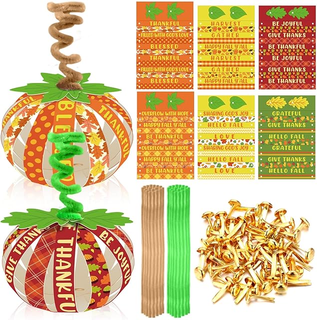 The 30 Set Fall Pumpkin Crafts Bulk Religious Christian Craft Kit DIY Autumn Paper Fall Tree Ornaments for Thanksgiving Halloween Home School Office Decorations Supplies(Classic)