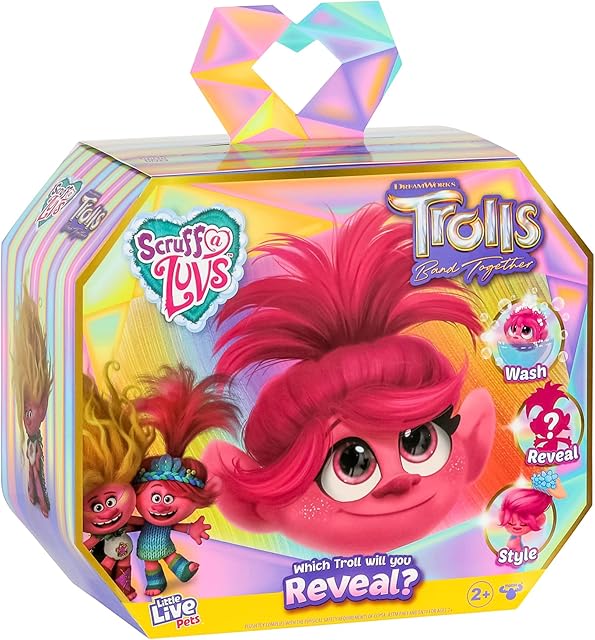 The Little Live Pets Scruff-a-Luvs Trolls Band Together Reveal. Wash, Reveal and Style A Cute Plush Trolls Doll
