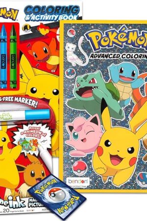 The Pokemon Coloring Book Set - Bundle with 3 Pokemon Coloring and Activity Books with Games, Puzzles, Trading Cards and More | Pokemon Gifts for Kids