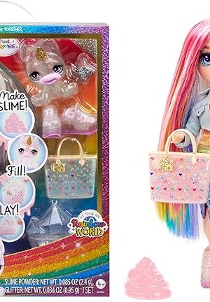 The Rainbow High Amaya, Rainbow with Slime Kit & Pet, 11" Shimmer Posable Fashion Doll with DIY Sparkle Slime, Magical Yeti Pet, Fun Play Accessories, Great Toy Gift for Girls Kids Ages 4-12 Years