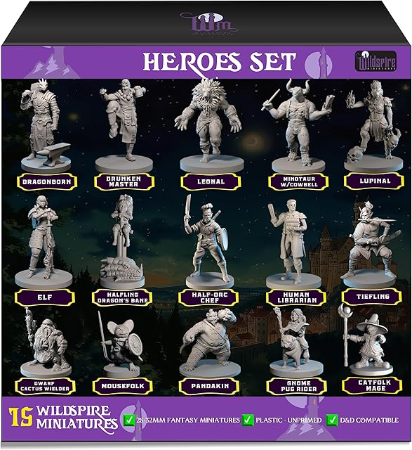 The Hero, Player-Character, NPC DND Miniatures, 28mm32mm Unpainted D&D Minis Dungeons & Dragons Figures D D Bulk Pathfinder Fantasy Tabletop Fantasy Minis Set