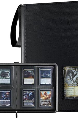 The ProCase 4 Pocket Top Loader Binder, Holding 144 Cards in 3"x4" Toploaders, Side Loading Small Book Folder with Clear Window for Pokemon, Trading, Sports Cards Collection TCG, MTG -Black