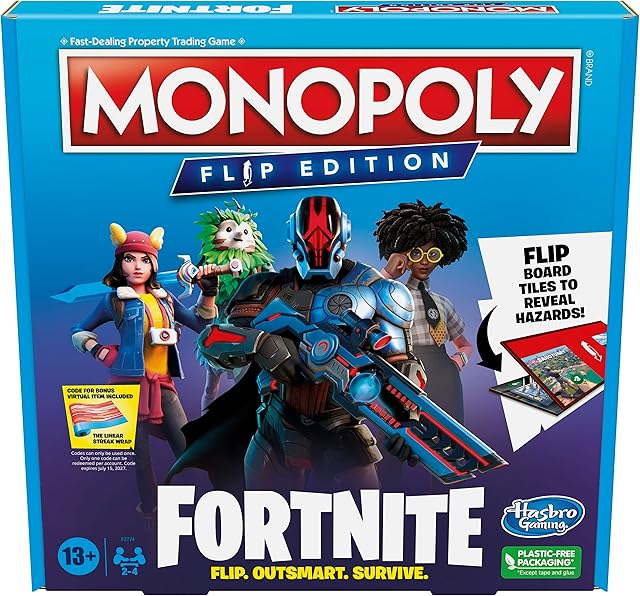 The Hasbro Gaming Monopoly Flip Edition: Fortnite Board Game for Ages 13 Game Inspired by Fortnite Video Game, Board Games for Teens and Adults, 2-4 Players