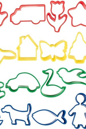 The READY 2 LEARN Dough Roller and Cutters | Set of 17 | Dough Tools for Kids Ages 18m+ | Arts and Crafts Supplies for Toddlers | Roll, Cut, Mold and Play