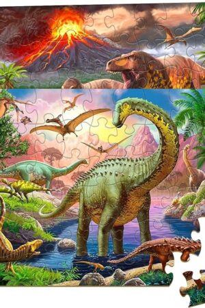 The Puzzles for Kids Ages 4-6 – 2 x 60 Pieces Puzzles for Kids Ages 3-5 6-8 – World of Huge Dinosaurs – Learning Educational Toys for Boy and Girl (2 Packs)