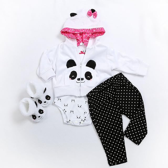 The Reborn Baby Dolls Clothes 20 inch Outfit Accessories for 17-22 Inch Newborn Baby Doll Girl?Panda 4pcs Set 】