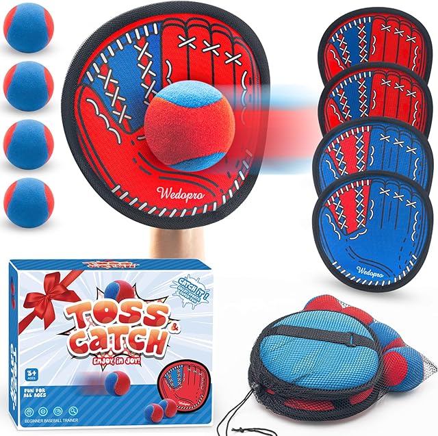 The Toss and Catch Ball Game, Kids Toddler Baseball Glove & Catch Ball Toys, Kids Outdoor Games for Family, Toys for Beach Pool Yard Outside, Birthday Gift for Ages 3 4 5 6 7 8-12 Year Old Boys Girls