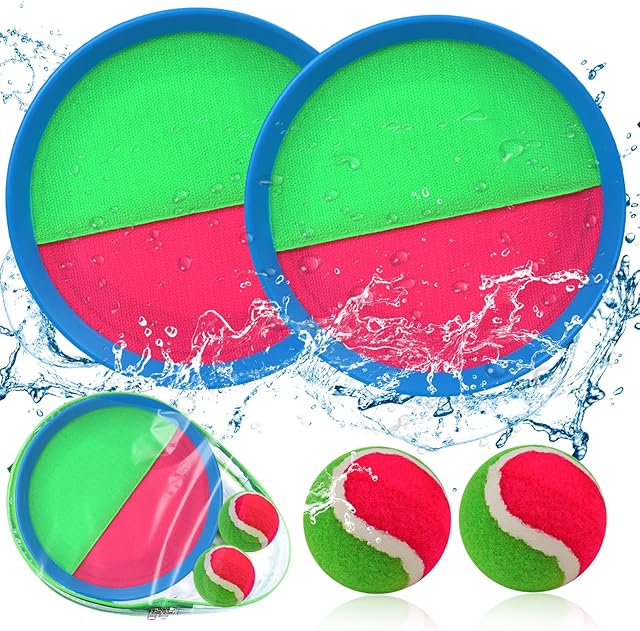 The Toss and Catch Ball Set, Paddle Catch Ball and Toss Game for Kids, Great Beach Games/Backyard Games/Outdoor Games for Kids and Family