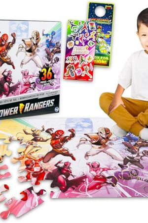 The Power Rangers Floor Puzzle for Kids Set - Bundle with 36 Piece Floor Puzzle Plus Stickers, More | Power Rangers Jigsaw Puzzles for Kids Ages 4-8