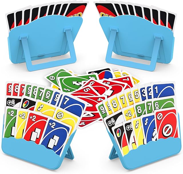 The Tenyond Card Holders for Playing Cards - 4 Pack Playing Card Holder with Foldable Stand for Easy Storage and Travel Games, for Seniors, Little Hands, or Arthritis Hands, UNO, Poker