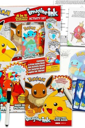 The Pokemon Imagine Ink 4-in-1 Activity Set - Bundle Includes Pokemon Imagine Ink with Coloring Books, Stickers, Games, Puzzles, Drawing, and More | Pokemon Activities for Boys, Girls, Kids