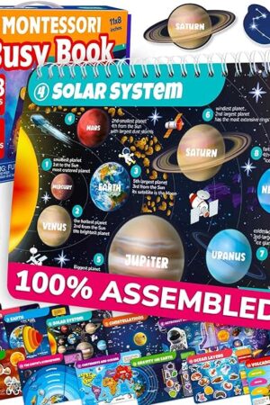 The QUOKKA Montessori Busy Book for Ages 4-8 - Pre K Toddler Learning Activities for Homeschooling - My Preschool Busy Book for Toddlers 3-5 - 15 Kids Educational Solar System Activities