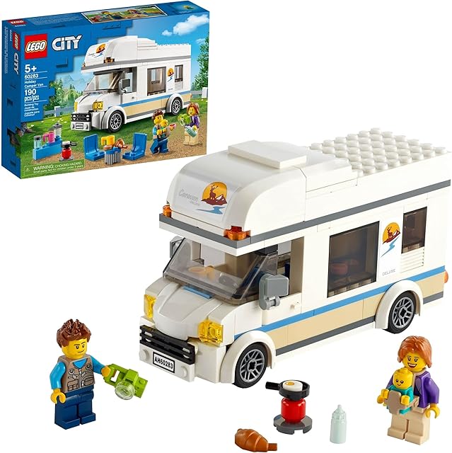The LEGO City Great Vehicles Holiday Camper Van 60283 Toy Car for Kids Ages 5 Plus Years Old, Caravan Motorhome, Gifts for Boys and Girls