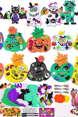 The Ruicnte 330 Pc Halloween Arts and Craft for Kids,Halloween Fall Pumpkin with Ghost Bat Monster Foam DIY Pumpkin Face Stickers for Holiday Home Classroom Activities Party Favors Trick-Or-Treaters