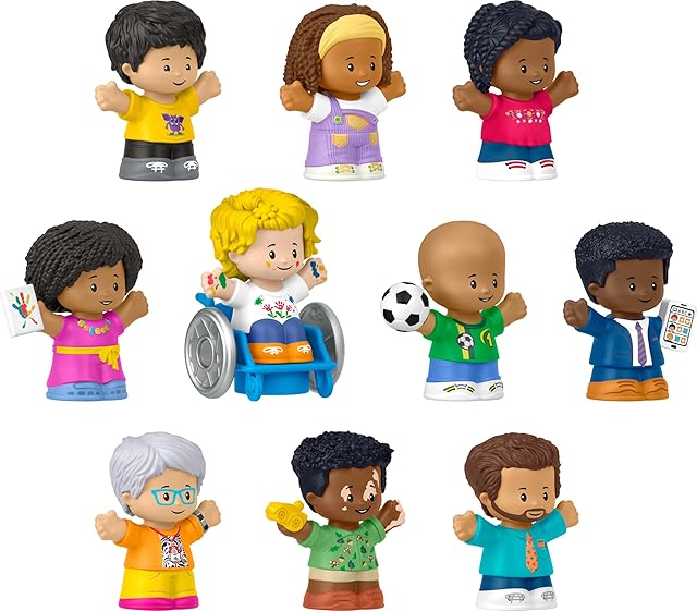 The Fisher-Price Little People Toddler Toys Classroom Figures 10-Piece Set for Preschool Pretend Play for Kids Ages 1+ Years