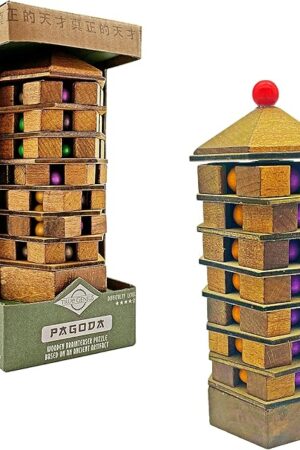 The Project Genius Chinese Pagoda 3D Wood Puzzle, Mechanical Maze Brainteaser, Gift for Kids 8+, Teens, and Adults - True Genius Series Inspired by Ancient Architecture