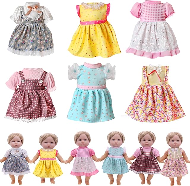 The Girl Doll Clothes - 6 Sets 12 Inch Doll Clothing for Lovely Baby Doll for Christmas Birthday for Little Girl