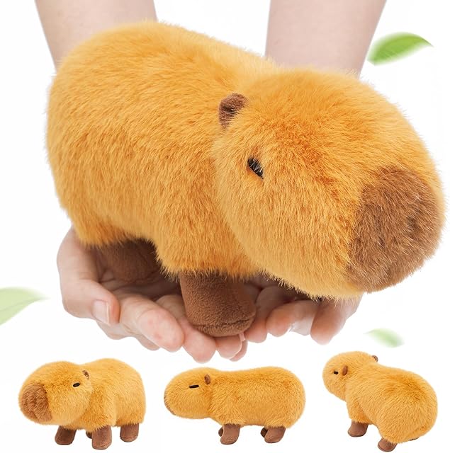 The OUOZZZ Capybara Plush Stuffed Animal - Mini Baby Capy Toy - Soft & Realistic Water Pig, Nature’s Chillest Animal Giant Guinea Pig, Travel-Friendly & Portable Gift for Girls, Boys, Toddlers & Kids 9"