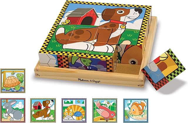 The Melissa & Doug Pets Wooden Cube Puzzle With Storage Tray (16 pcs)