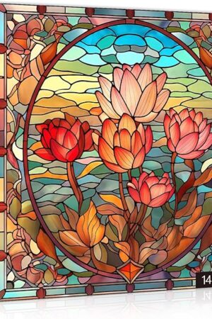 The PICKFORU Stained Glass Flower Puzzles for Adults 1000 Pieces, Vintage Art Puzzles Floral, Impossible Hard Challenging for Adults