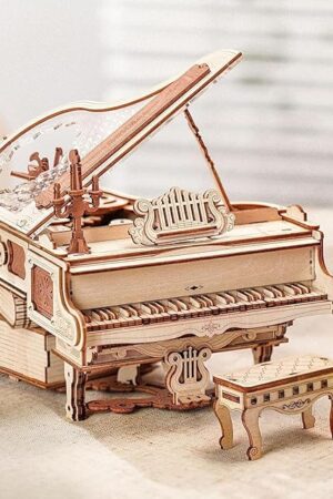 The ROBOTIME AMK81 Magic Piano 3D Puzzles for Adults-Mechanical 3D Puzzles Musical Instrument-Wooden Music Box Puzzle Kit to Build-Aesthetic Desk Decor Unique Gift for Men/Women
