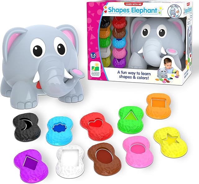 The The Learning Journey Learn with Me - Shapes Elephant - Color & Shapes Teaching Toddler Toys & Gifts for Boys & Girls Ages 2 Years and Up - Preschool Learning Toy, Multi