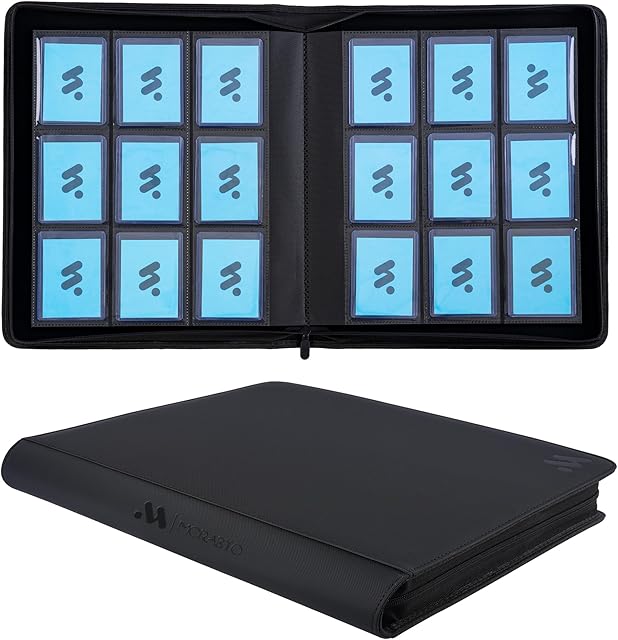 The Toploader Binder, Holds 324 Top Loaders,9 Pocket Top Loader Binders for 3" x 4" Rigid Cards,Toploader Card Binder for Hard Plastic Top Loaders -Black