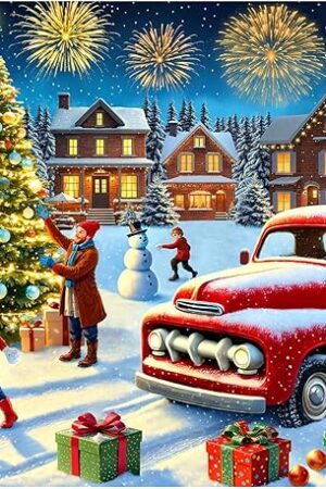 The Rocorose Christmas Jigsaw Puzzle for Adults, 1000 Pieces Winter Theme Puzzle Snow Scene Party Holiday Puzzle Christmas Tree Challenge Home Decoration for Family