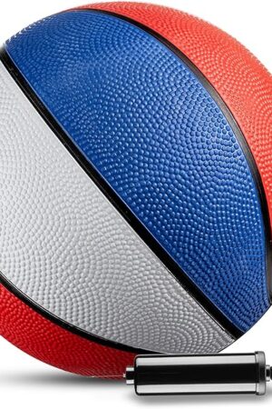 The Rubber Mini Basketball - 7 Inch, Size 3 - Mini Hoop Outdoor Kids Basketball Set for Small Hoops Indoor & Outdoor Pool Parties - Kid Birthday Gifts, Arcade Games, Red White & Blue (1-Pack)