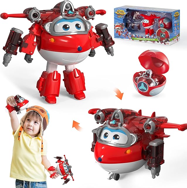 The Super Wings Toys Action Figure 5" Transformable Jett Robot Airplane Toy Equipment Upgraded for Kids 3+ Birthday Gifts for Kids
