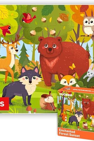 The QUOKKA Puzzles for Kids Ages 3-5 - 30 Pieces Puzzles for Toddlers 2-4 - Forest Animals Learning Jigsaw Puzzles for Kids 4-6 Years Old - Educational Toys for Boy and Girl