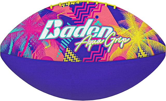 The Baden Aquagrip Soft Neoprene Cover Swimming Pool Football All Ages Junior Size 6 Purple/Yellow Electric Palm