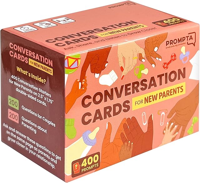The 400 Conversation Cards for New Parents – Fun Questions to Connect and Talk About Parenting Essentials – Gift for First-Time Mom & Dad – 2.5" x 1.75" Sized Cards – Expecting Couples