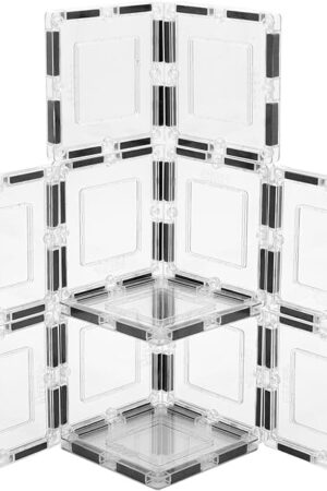 The PicassoTiles Clear Transparent Magnetic Tile Expansion Set STEM Educational Construction Toy Kit for Kids Age 3 Plus Magnet Building Blocks Preschool Learning Creativity and Skill Development PTE13