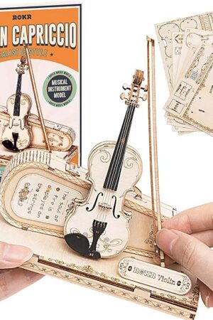 The ROKR Wooden Miniature Violin,STEM Projects for Adults,Model Kits,3D Wooden Puzzles for Adults