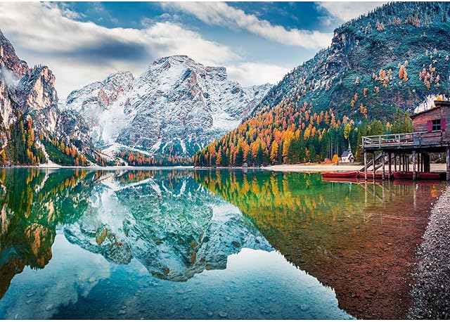 The Rocorose 1000 Piece Jigsaw Puzzle Autumn of Italian Alps Naturpark Floor Puzzle for Kids Adult