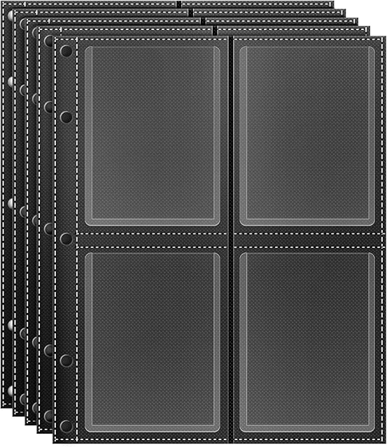 The Top Loader Sleeves 4-Pocket Trading Card Storage Refill Binder Pages – 50 Pack