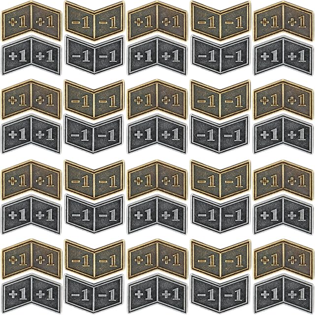 The 40 PCS Antique Metal Buff Counter Tokens with Velvet Bag Magic The Gathering Token Creature Stats or Loyalty Counters for MTG CCG Card Gaming Accessories, Black&Bronze