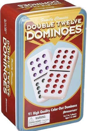 The Pressman Double 12 Color Dot Dominos in A Tin, 5"
