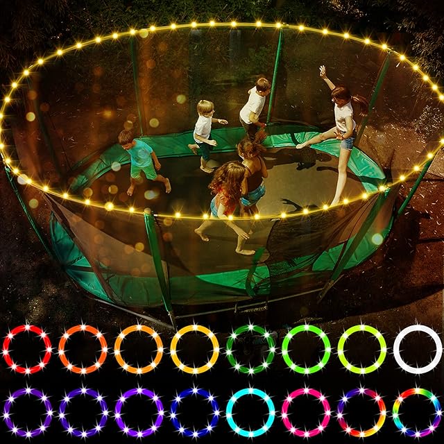The LED Trampoline Lights,remote control Trampoline Rim LED Light for 12Ft Trampoline, 16 color change by yourself, waterproof,Super Bright to Play at Night Outdoors, good gift for kids