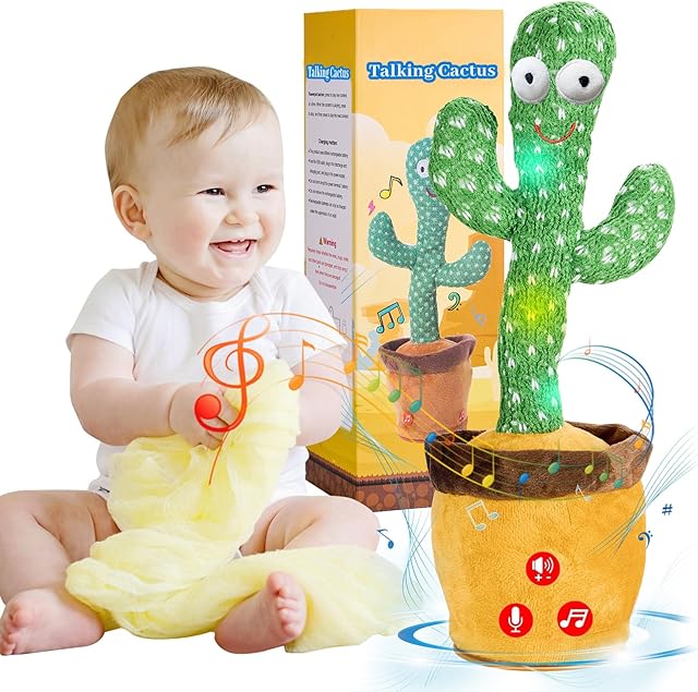 The Dancing Talking Cactus Baby Toys Boy Girl Gifts, Singing Mimicking Recording Toys Repeats What You Say, Comes with 120 English Songs Singing Talking Musical Toy