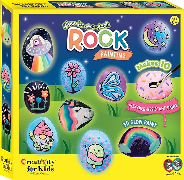 The Creativity for Kids Rock Painting Kit - Glow in The Dark Rock Kit: Crafts for Kids, Painting Rocks Arts and Crafts, Kids Gift (Ages 6+)