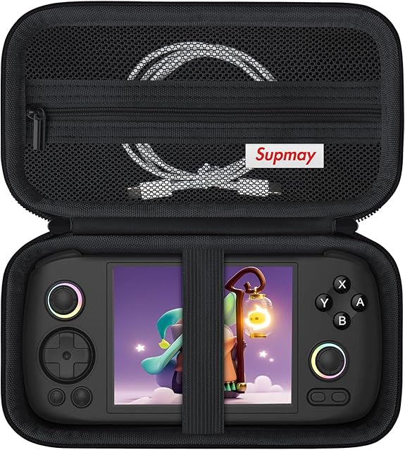 The Hard Carrying Case for RG477M/ RG406H/ RG CubeXX/ RG Cube Retro Handheld Game Console, Retro Game Travel Storage Holder with Mesh Bag for SD Card, USB Charging Cable, User Manual, Black