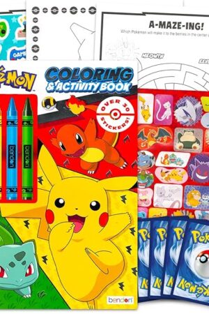 The Pokemon Coloring Book for Kids - Pokemon Gift Bundle with Coloring, Activity Book, Stickers, Cards