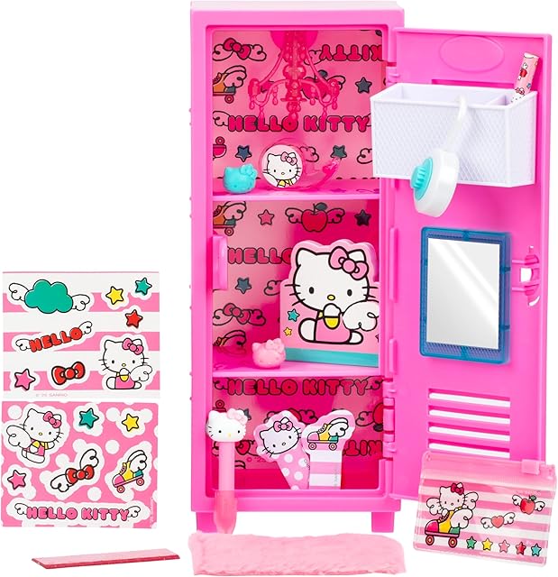 The REAL LITTLES Hello Kitty® Micro Locker with Over 15 Tiny Surprises Inside! Customize and Decorate Your Locker and Discover Real Working Hello Kitty® Micro Stationery